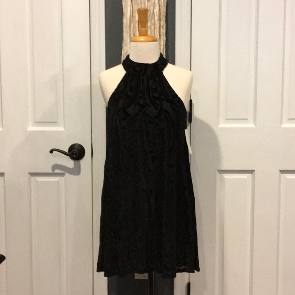 Black velvet burnout dress NWT